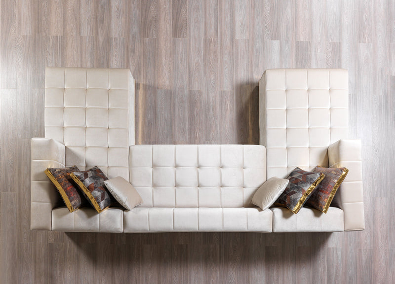 Elisha Ivory Velvet Double Chaise Sectional - DMV FurnitureSectional