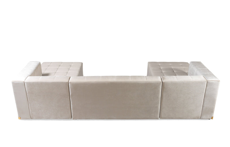 Elisha Ivory Velvet Double Chaise Sectional - DMV FurnitureSectional