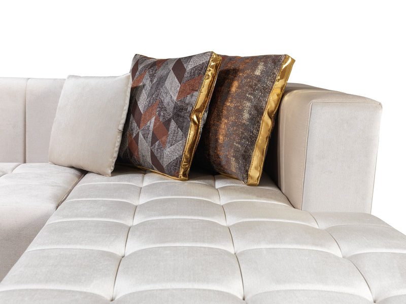 Elisha Ivory Velvet Double Chaise Sectional - DMV FurnitureSectional