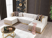 Elisha Ivory Velvet Double Chaise Sectional - DMV FurnitureSectional