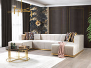 Elisha Ivory Velvet Double Chaise Sectional - DMV FurnitureSectional