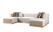 Elisha Ivory Velvet Double Chaise Sectional - DMV FurnitureSectional