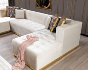 Elisha Ivory Velvet Double Chaise Sectional - DMV FurnitureSectional