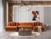 Elisha Orange Velvet Double Chaise 140" Sectional - DMV FurnitureSectional