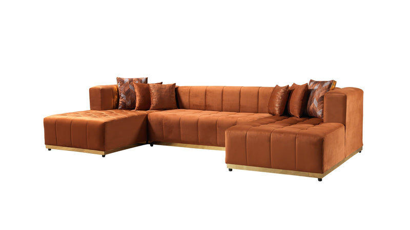 Elisha Orange Velvet Double Chaise 140" Sectional - DMV FurnitureSectional