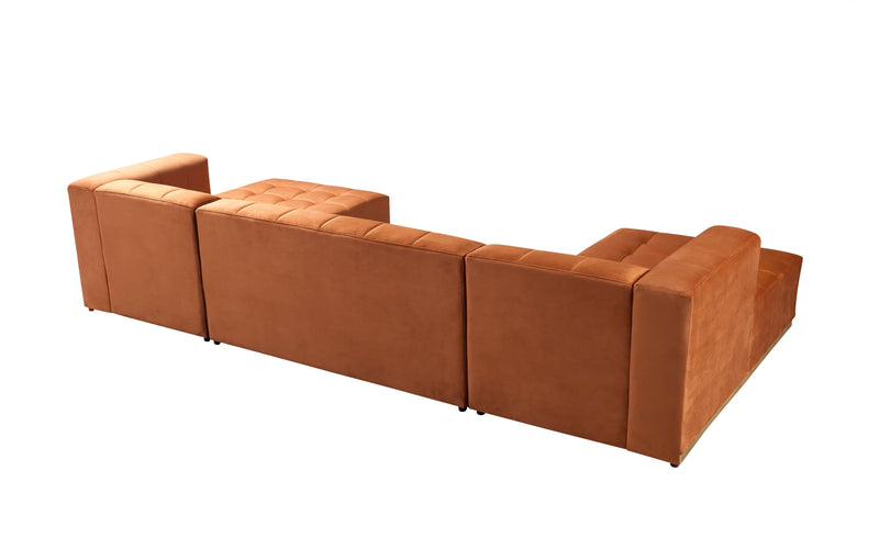 Elisha Orange Velvet Double Chaise 140" Sectional - DMV FurnitureSectional