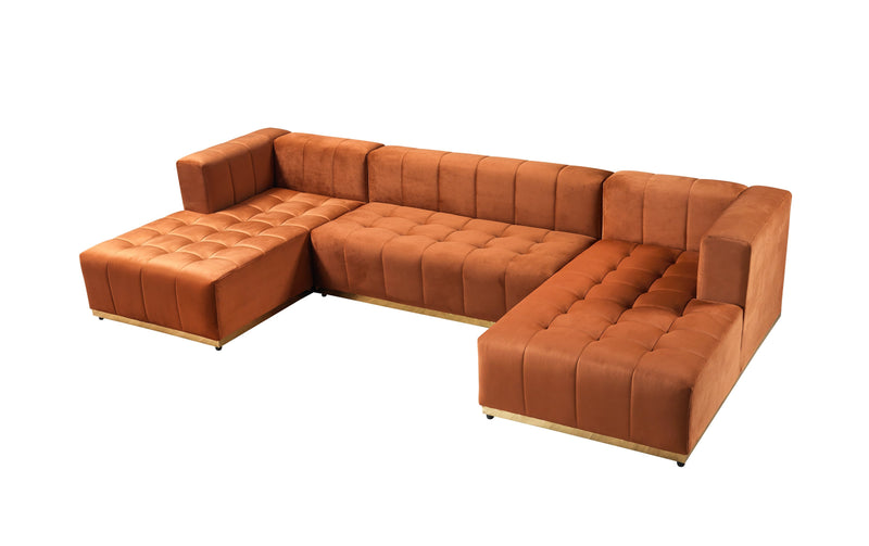 Elisha Orange Velvet Double Chaise 140" Sectional - DMV FurnitureSectional