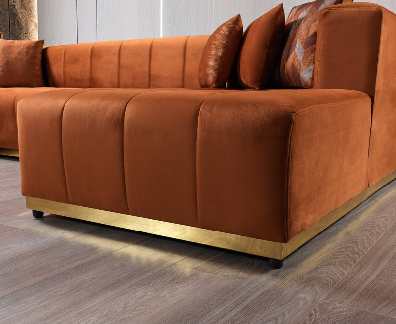 Elisha Orange Velvet Double Chaise 140" Sectional - DMV FurnitureSectional