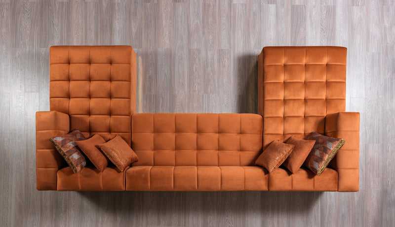 Elisha Orange Velvet Double Chaise 140" Sectional - DMV FurnitureSectional