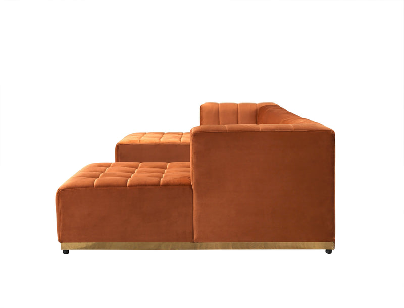 Elisha Orange Velvet Double Chaise 140" Sectional - DMV FurnitureSectional