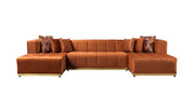 Elisha Orange Velvet Double Chaise 140" Sectional - DMV FurnitureSectional