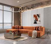 Elisha Orange Velvet Double Chaise 140" Sectional - DMV FurnitureSectional