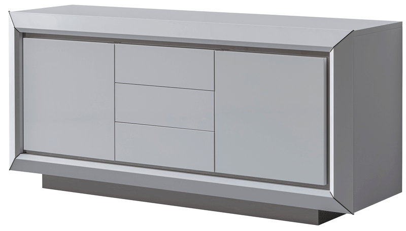 Elite White 3Door Buffet/ Mirror Set - DMV Furniture