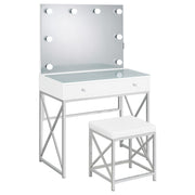 Eliza Vanity Set with Lighting & Stool White and Chrome - 936164