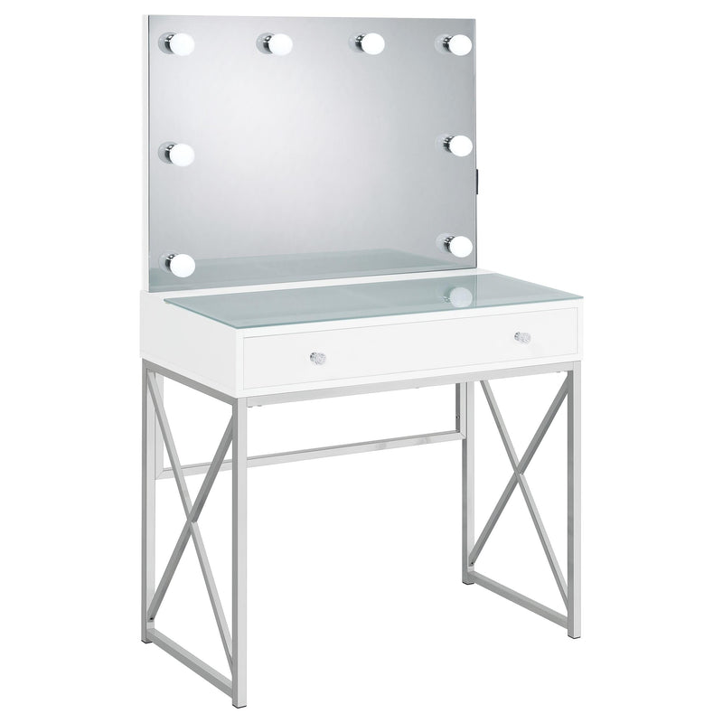 Eliza Vanity Set with Lighting & Stool White and Chrome - 936164