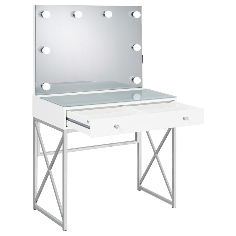 Eliza Vanity Set with Lighting & Stool White and Chrome - 936164