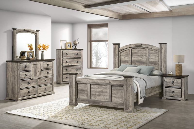 Ella - Mae Rustic Brown King Poster Bed - DMV FurnitureKing Bed