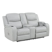 Elonzo Power Motion Loveseat w/Console, LED, Power Headrest & Speaker - LV05901