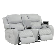 Elonzo Power Motion Loveseat w/Console, LED, Power Headrest & Speaker - LV05901