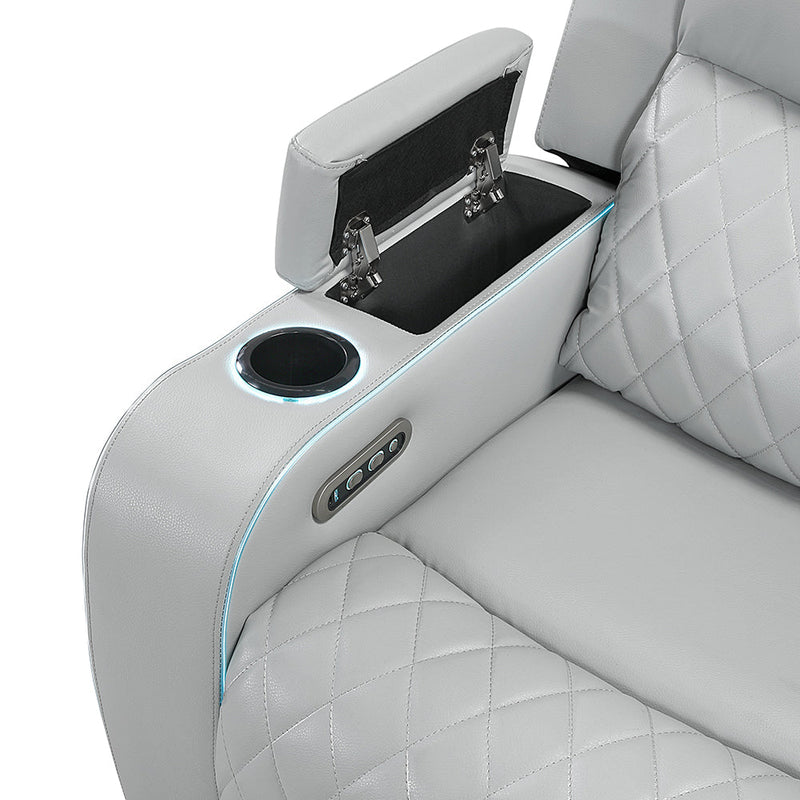 Elonzo Power Motion Loveseat w/Console, LED, Power Headrest & Speaker - LV05901