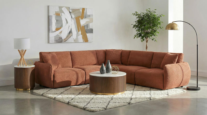 Elysia 5-piece Fabric Upholstered Modular Sectional Sofa Coral - 551891-SETA