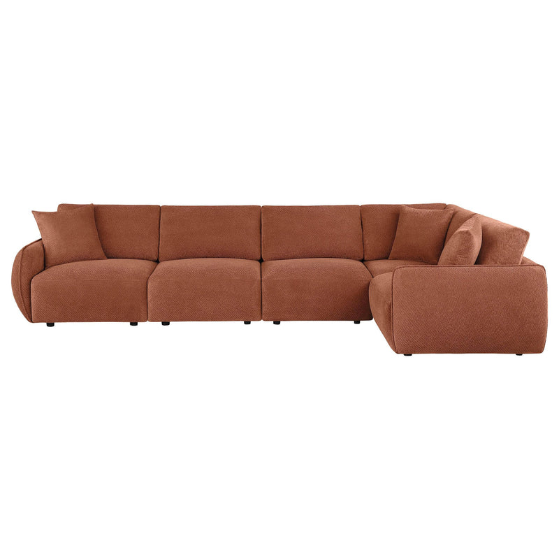 Elysia 5-piece Fabric Upholstered Modular Sectional Sofa Coral - 551891-SETA