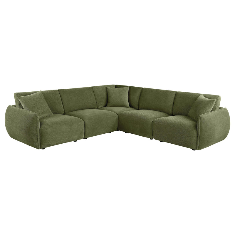 Elysia 5-piece Fabric Upholstered Modular Sectional Sofa Green - 551895-SETA
