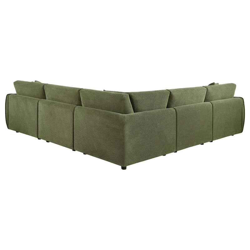 Elysia 5-piece Fabric Upholstered Modular Sectional Sofa Green - 551895-SETA