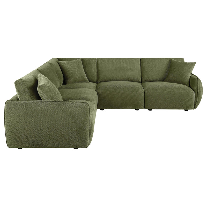 Elysia 5-piece Fabric Upholstered Modular Sectional Sofa Green - 551895-SETA