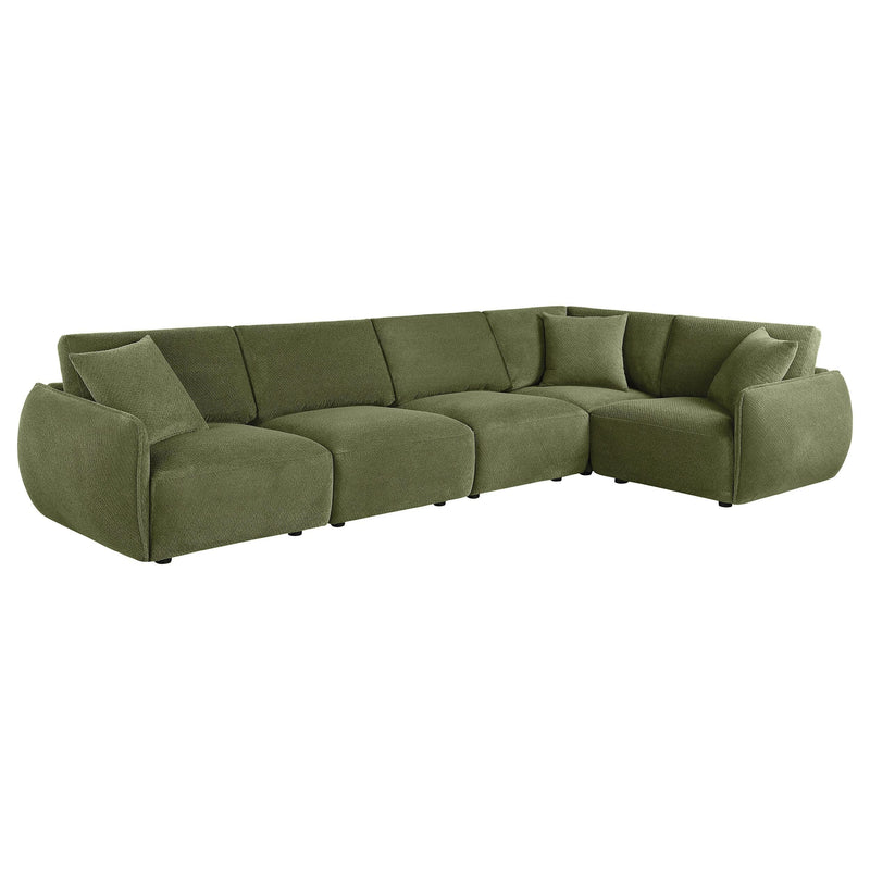 Elysia 5-piece Fabric Upholstered Modular Sectional Sofa Green - 551895-SETA