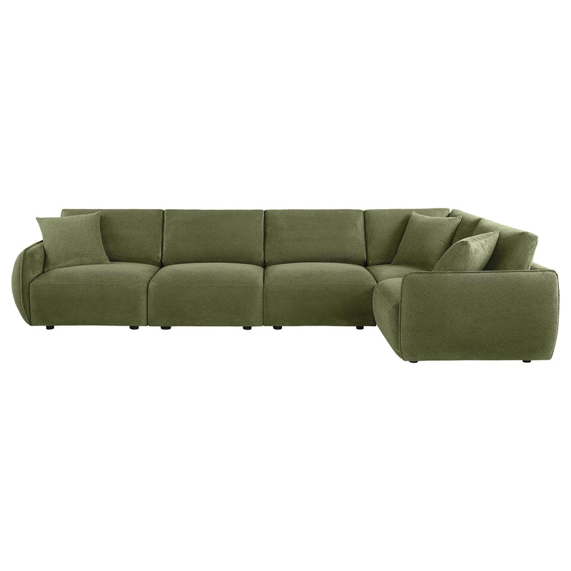 Elysia 5-piece Fabric Upholstered Modular Sectional Sofa Green - 551895-SETA