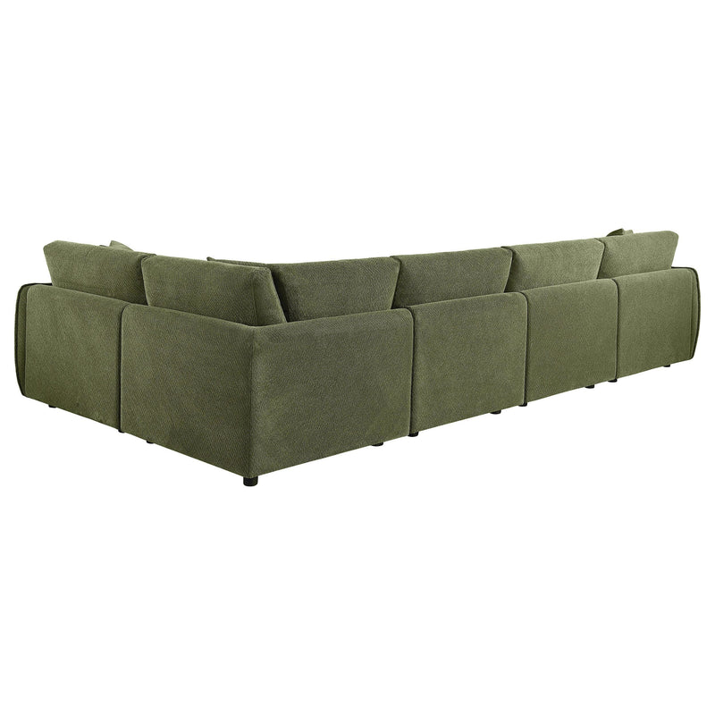 Elysia 5-piece Fabric Upholstered Modular Sectional Sofa Green - 551895-SETA