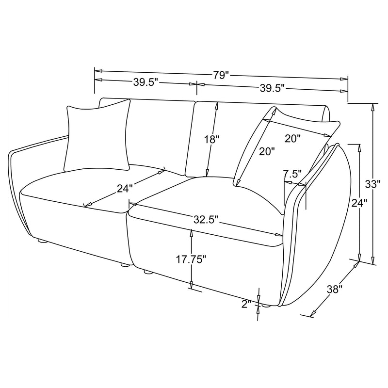 Elysia Fabric Upholstered Modular Lounge Loveseat Coral - 551891-LOVE