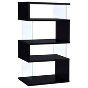 Emelle 63-inch 4-shelf Glass Panel Bookshelf Black - 800340
