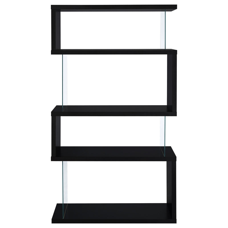 Emelle 63-inch 4-shelf Glass Panel Bookshelf Black - 800340
