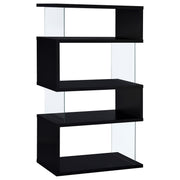 Emelle 63-inch 4-shelf Glass Panel Bookshelf Black - 800340