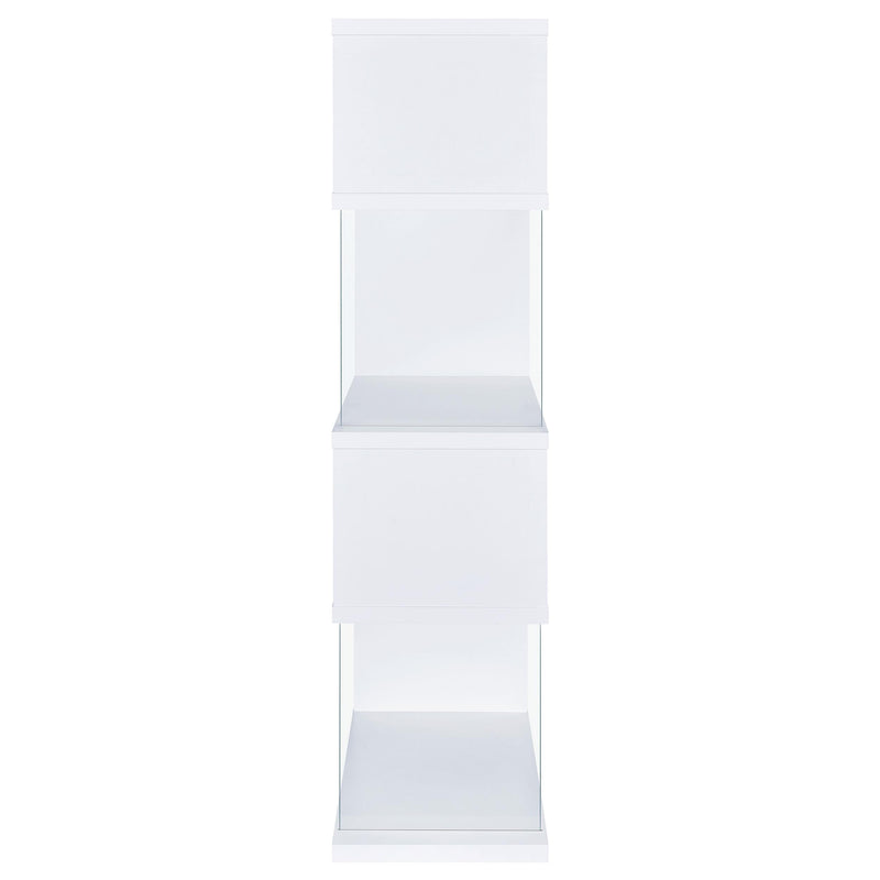 Emelle 63-inch 4-shelf Glass Panel Bookshelf White - 800300
