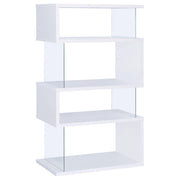 Emelle 63-inch 4-shelf Glass Panel Bookshelf White - 800300