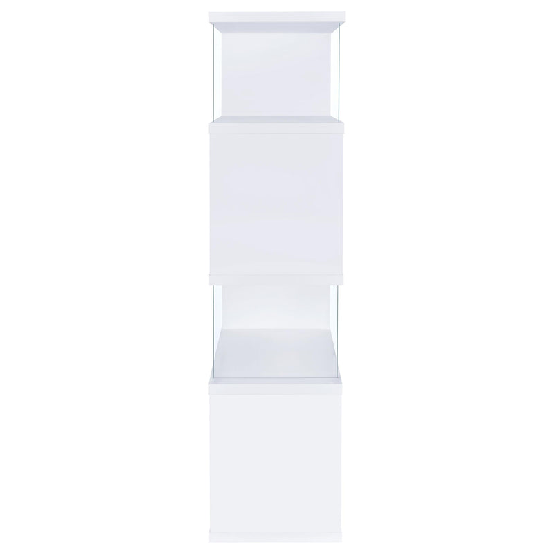 Emelle 63-inch 4-shelf Glass Panel Bookshelf White - 800300