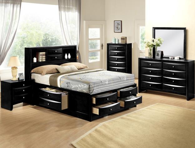 Emily Black King Storage Platform Bed - DMV FurnitureKing Bed