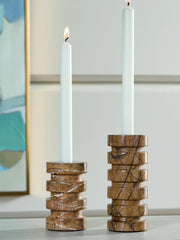 Emsleyfield Tan Candle Holder Set (Set of 2) - A2000735
