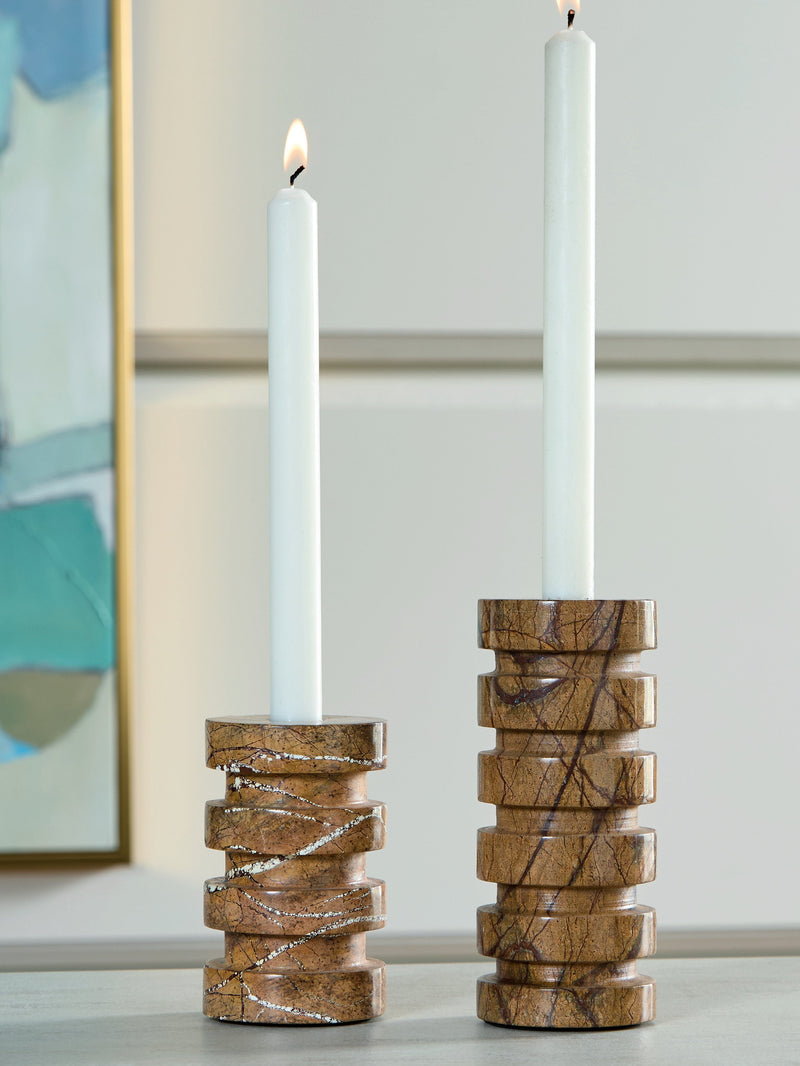 Emsleyfield Tan Candle Holder Set (Set of 2) - A2000735