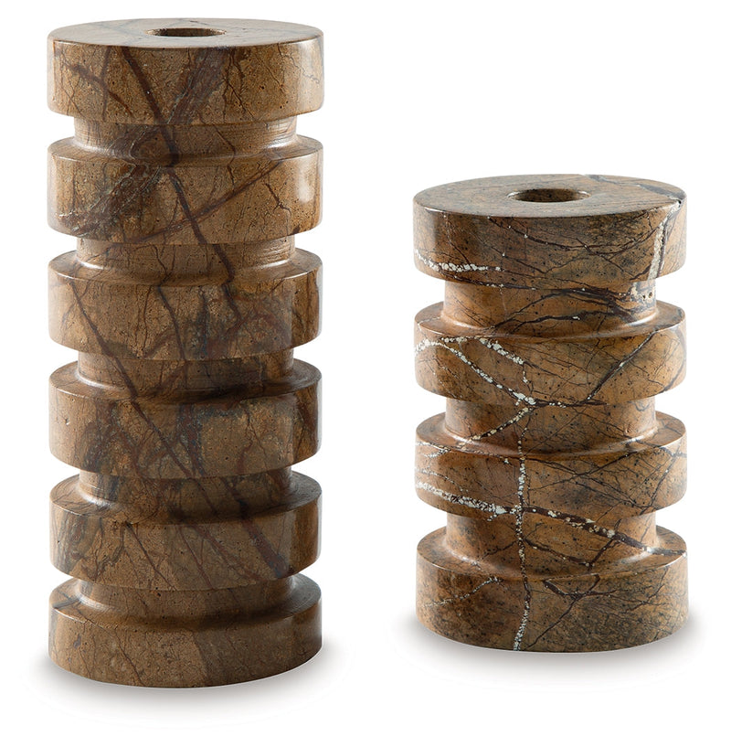 Emsleyfield Tan Candle Holder Set (Set of 2) - A2000735