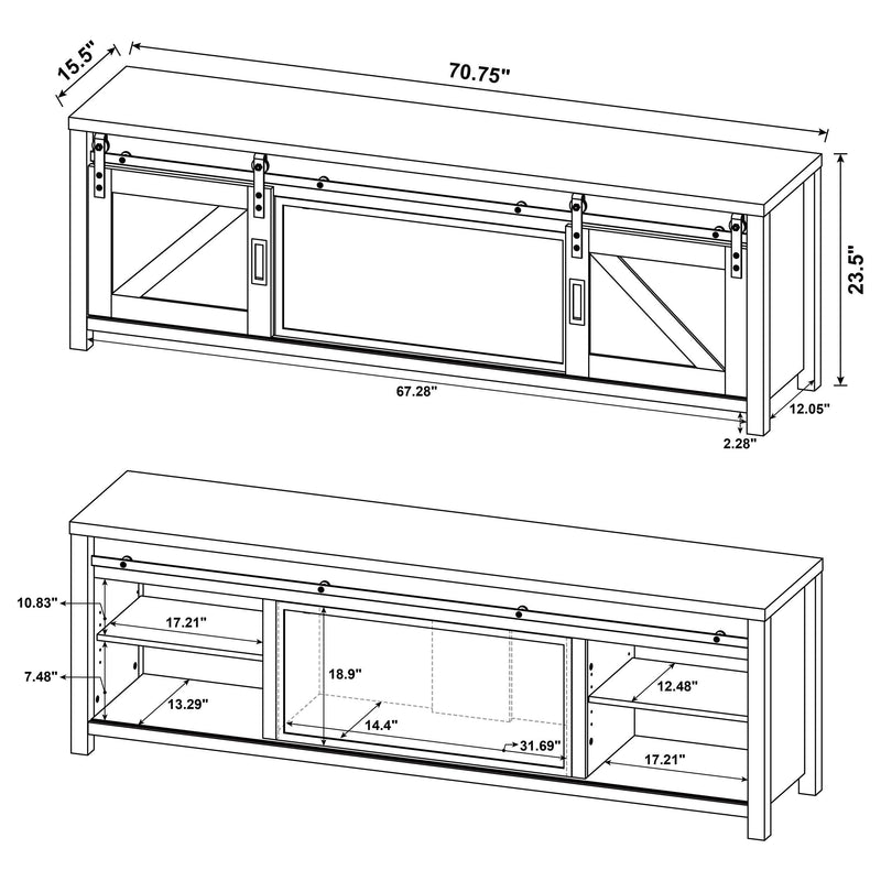 Enfield 71-inch TV Stand Fireplace Media Console Dark Pine - 722863