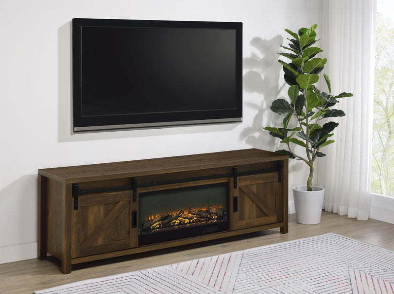 Enfield 71-inch TV Stand Fireplace Media Console Dark Pine - 722863