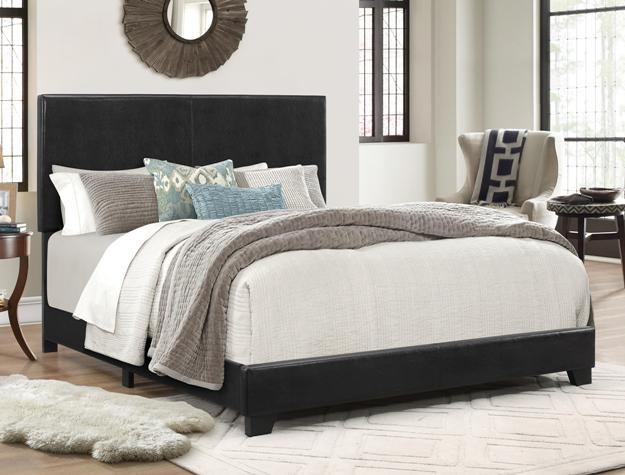 Erin Black Faux Leather King Bed - DMV FurnitureKing Bed