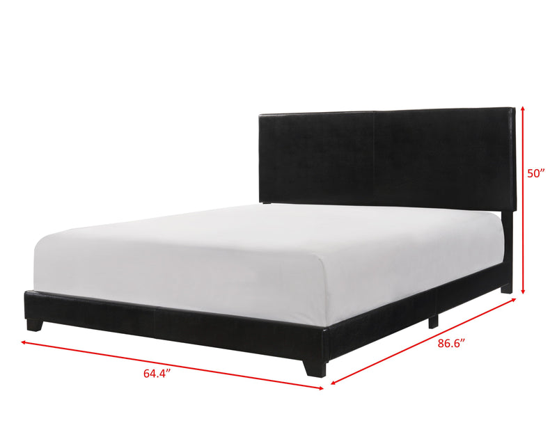 Erin Black Faux Leather Queen Bed - DMV FurnitureQueen Bed