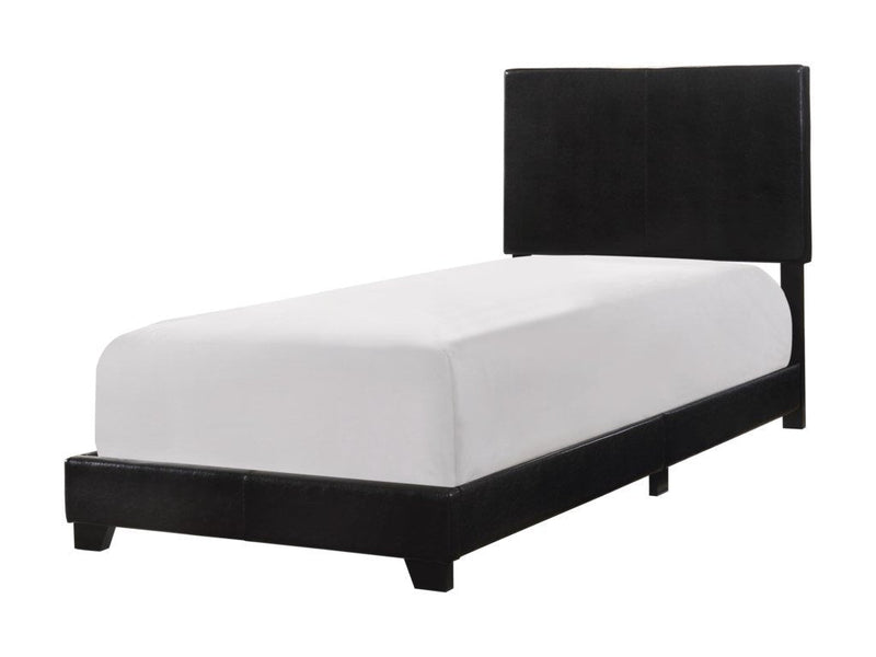 Erin Black Faux Leather Twin Bed - DMV FurnitureTwin Bed