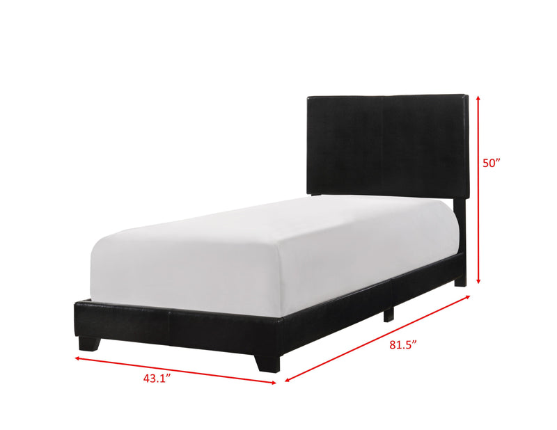 Erin Black Faux Leather Twin Bed - DMV FurnitureTwin Bed