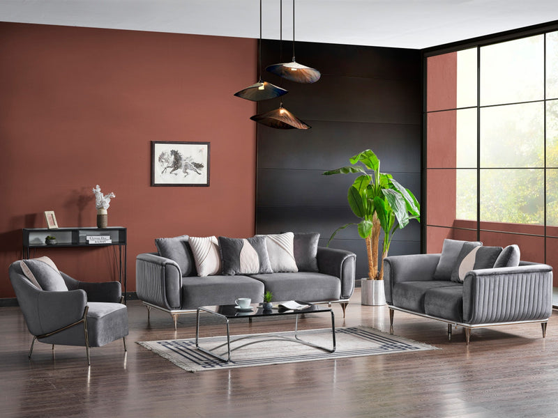 Esperanza 4-pieces (Sofa & Loveseat & 2 Chair) Livingroom Set Dark Grey in Dark Grey - 200-ESP-DRNDGRAY-3211